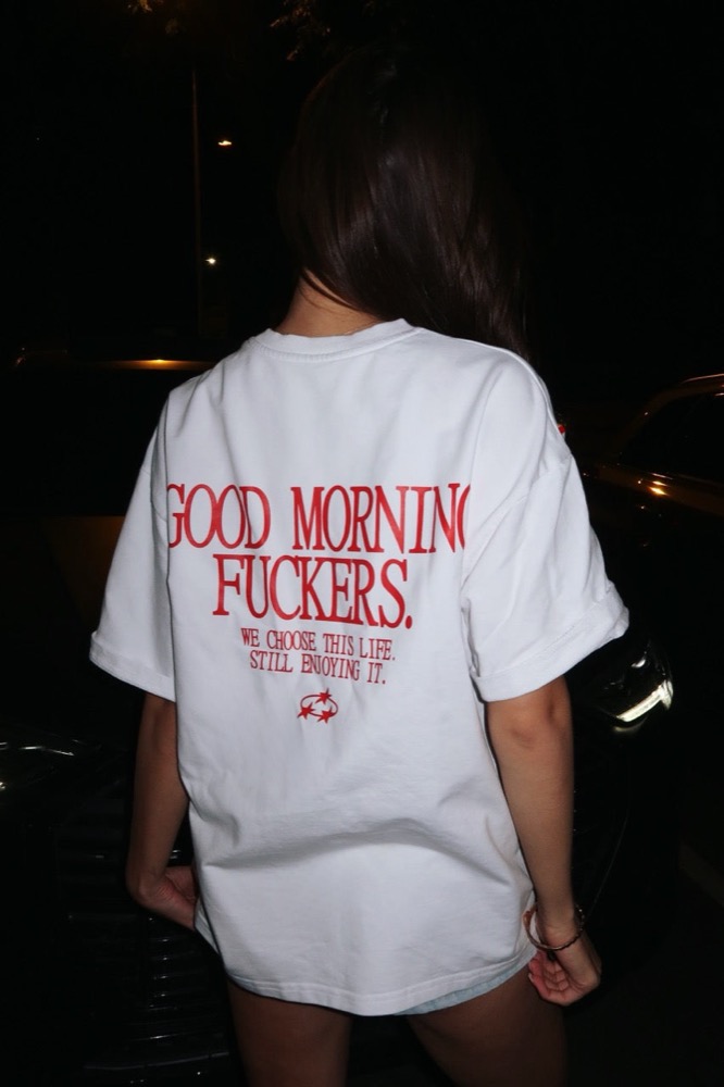 Футболка Good Morning, білий бавовняний принт